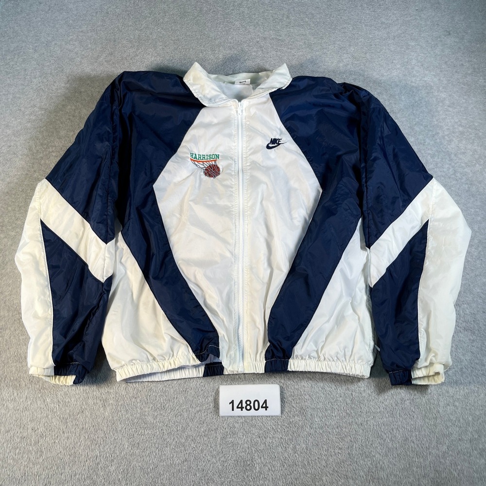 Vintage Nike Windbreaker Mens XL Navy White Excellent Harrison Basketball Jacket